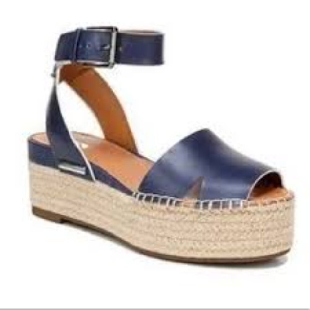 Sarto by Franco Sarto Lexie Platform Espadrille Sandal in Navy Leather SIZE 8 - Picture 7 of 8